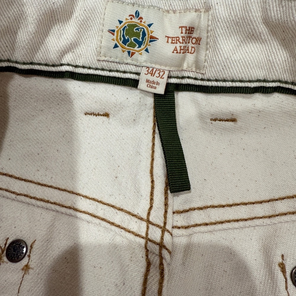 The Territory Ahead Men Driftwood Jeans  34x32 Natural Speckled Cream Cotton - Picture 2 of 13